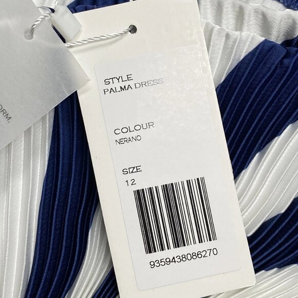 NEW L'LDEE Women’s Palma Strapless Pleated Maxi Dress Size 8 Navy/White - Picture 4 of 11